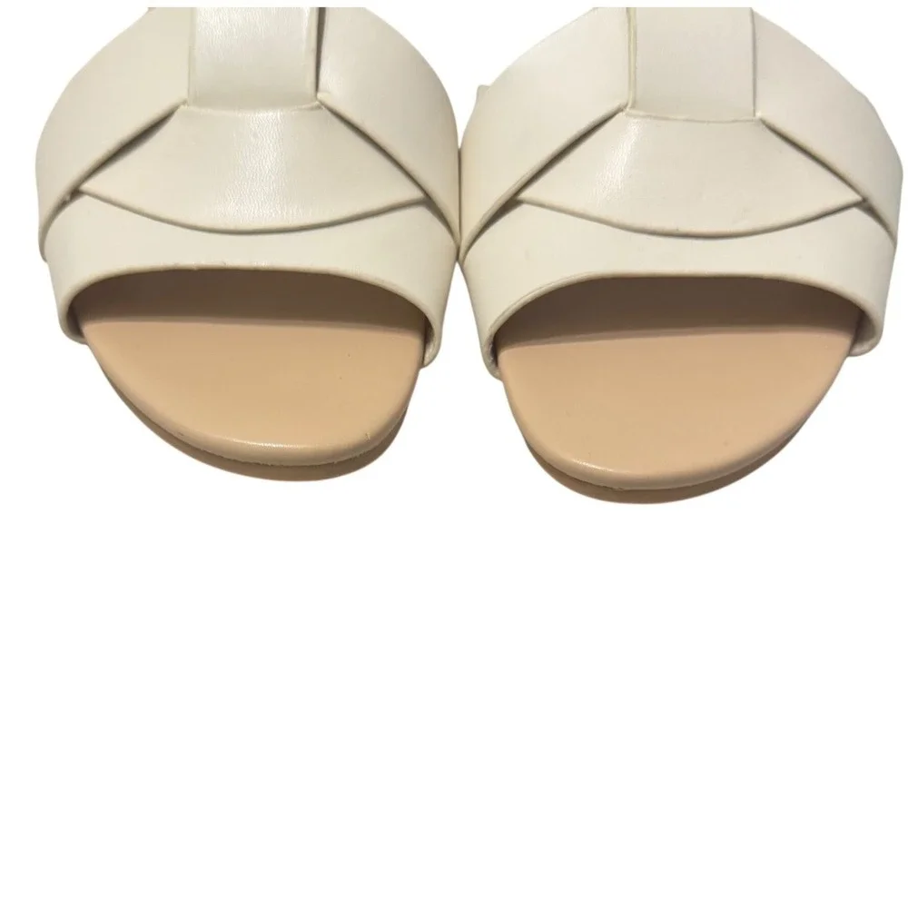 Zara Leather Crossed Strap Flat Sandals Womens 42 11 Off White  Slide - Picture 10 of 12